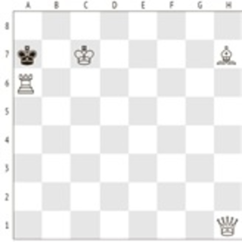 Задача № 7
Белые: Кр e6; Ф h1
Черные: Кр g8; п h7